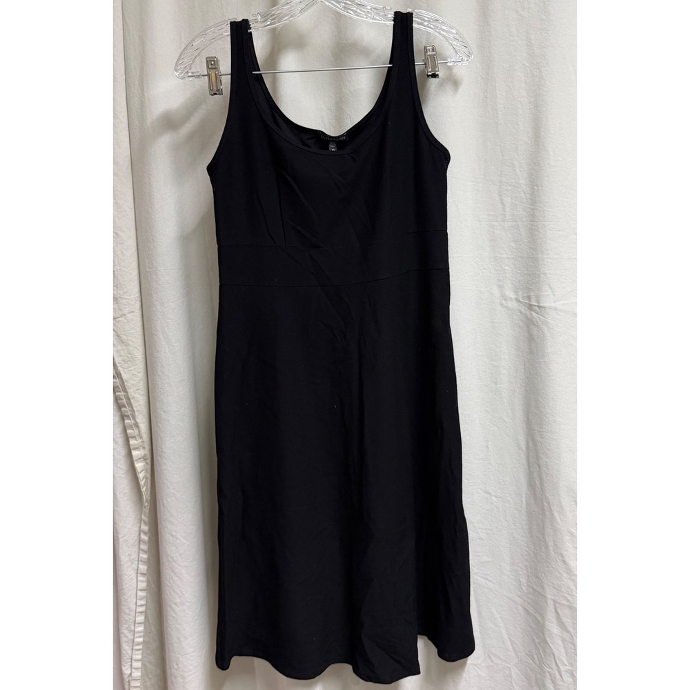 Eileen Fisher Womens Black Sleeveless Scoop Neck Empire Waist Midi Dress XS